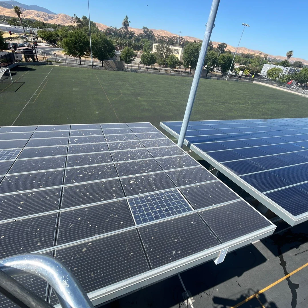 School district solar panel cleaning East Bay educational facility